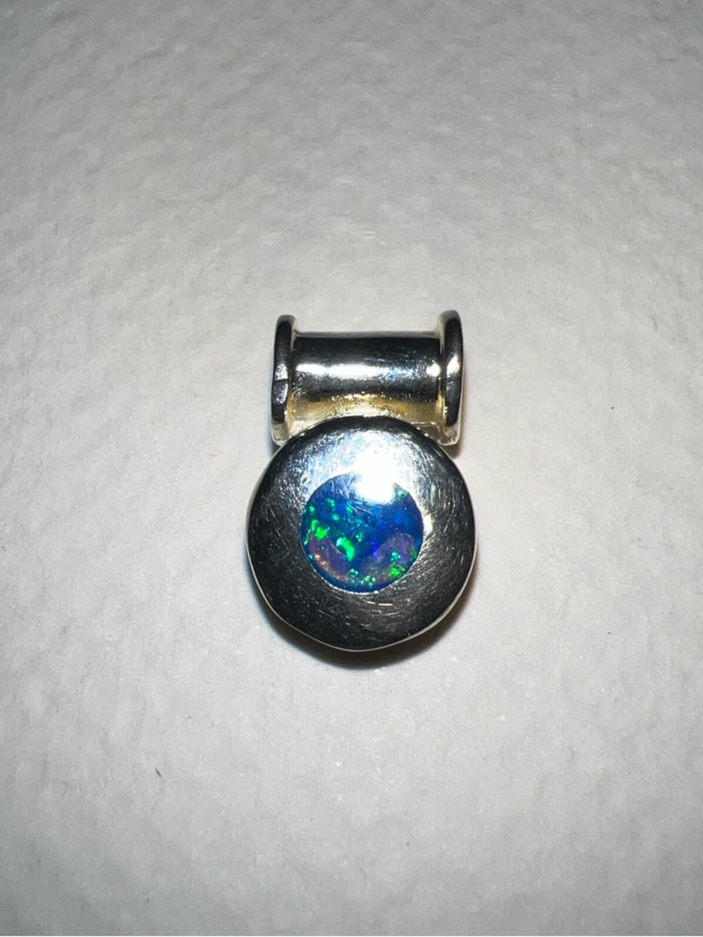 Tiny Sterling Silver Pendant with Blue Opal Accent - Picture 2 of 7